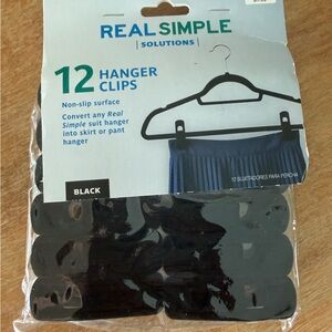 Real Simple Black Non-Slip Hanger Clips - Pack of 12 NWT